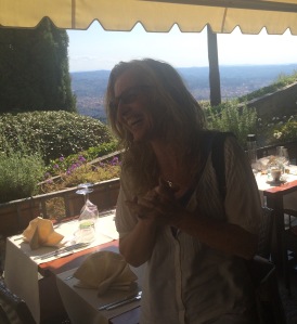 Afternoon giggle with a friend in Fiesole, Italy 